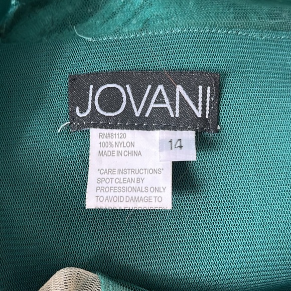 JOVANI Women Sequin Sleeveless Long Olive Oil Evening Gown Size 14 - Picture 12 of 14